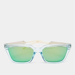 Gucci Light Blue/Metallic Gradient Mirrored Square Sunglasses