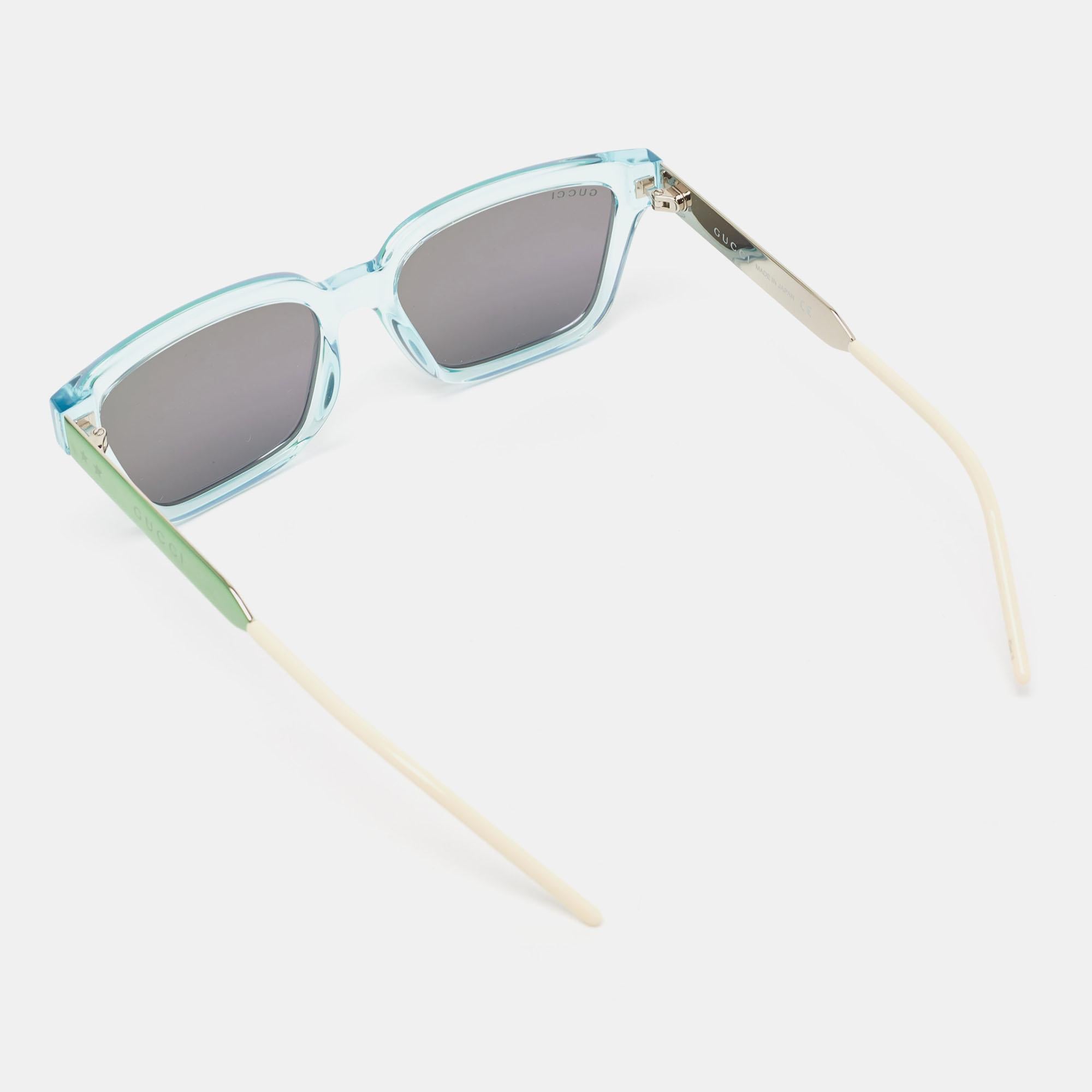 Women's Gucci Light Blue/Metallic Gradient Mirrored Square Sunglasses