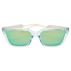 Gucci Light Blue/Metallic Gradient Mirrored Square Sunglasses