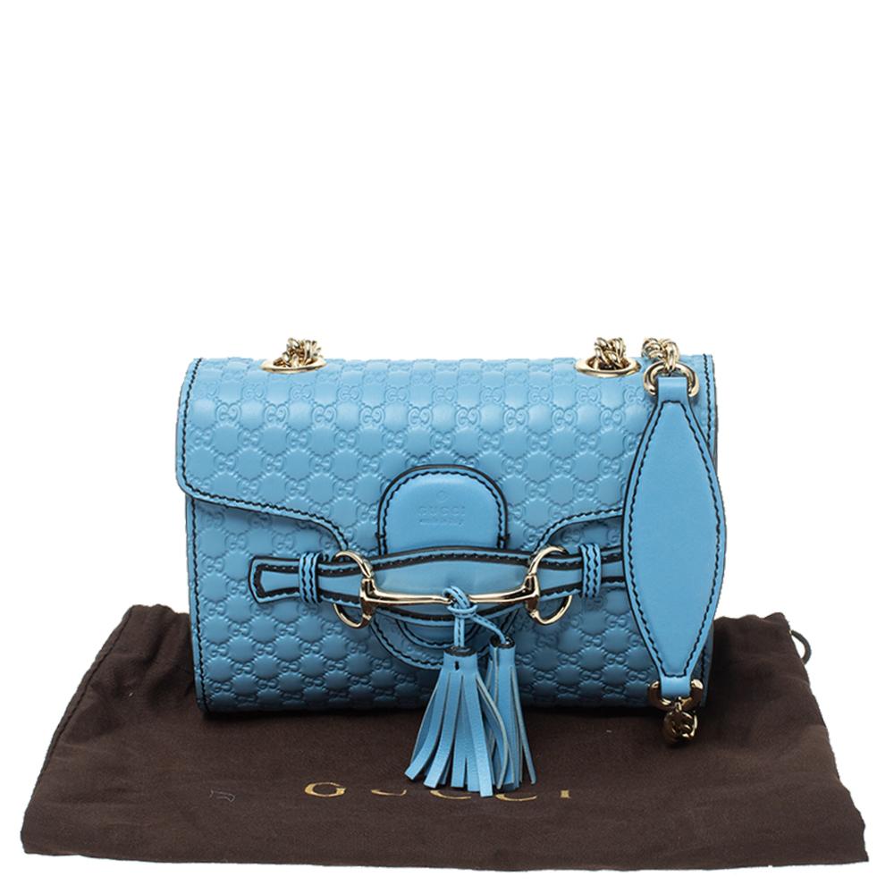 Gucci Light Blue Mircoguccissima Leather Mini Emily Chain Shoulder Bag 8