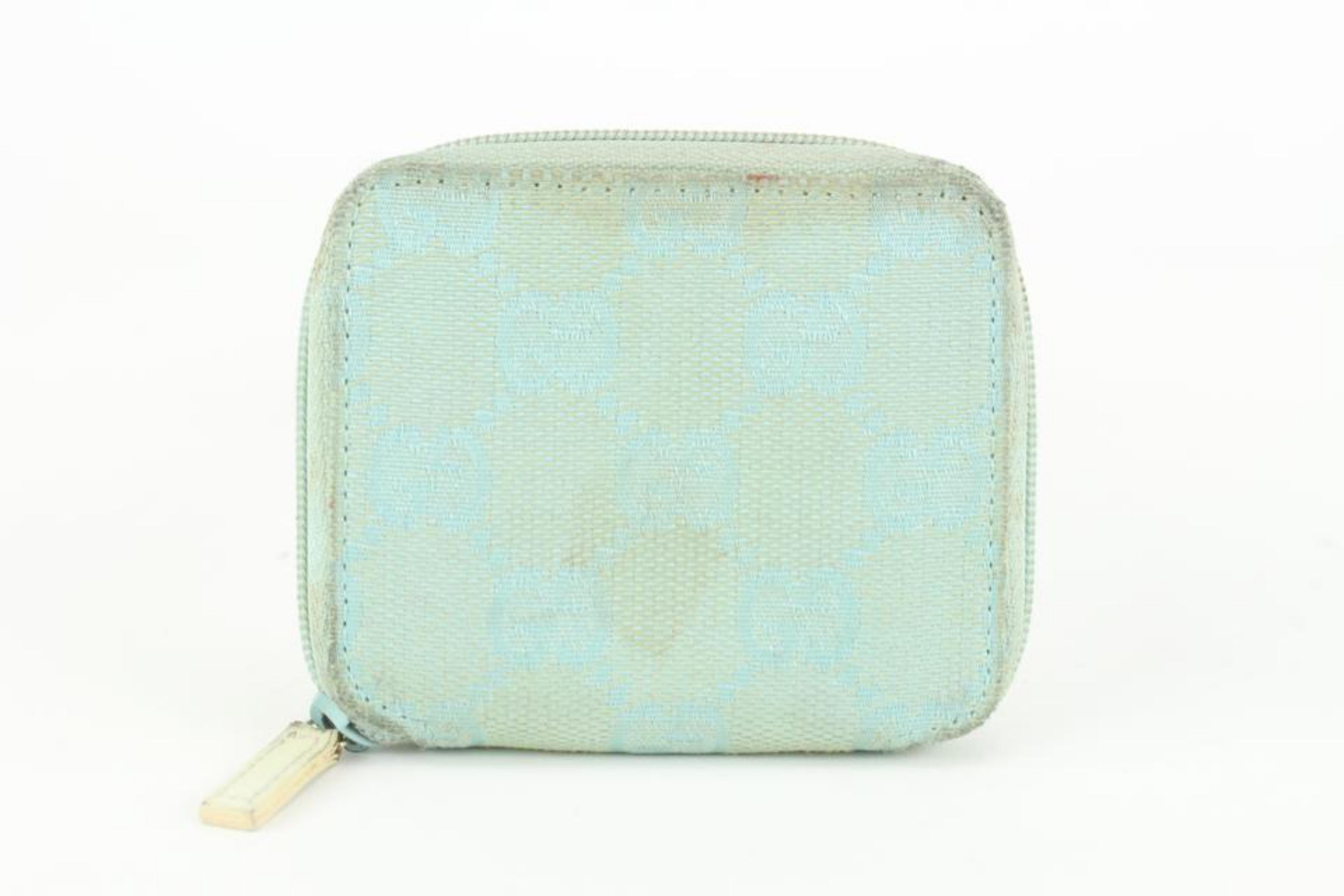 Women's Gucci Light Blue Monogram GG Compact Zip Around Wallet Zippy 128g50