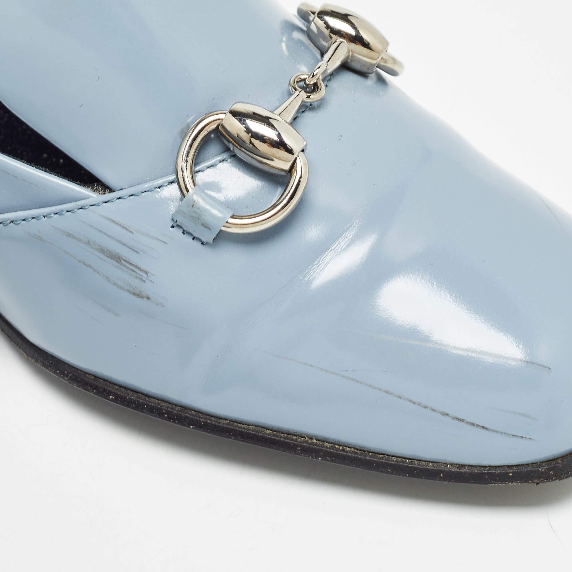 Gucci Light Blue Patent Leather Horsebit Loafers Size 36.5 2
