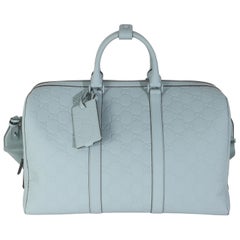 Gucci Light Blue Rubber Effect GG Embossed Large Duffle Bag
