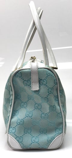 Gucci Light Blue & White Monogram Speedy Handbag