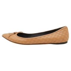 Gucci Light Brown Guccissima Leather Bow Ballet Flats Size 40
