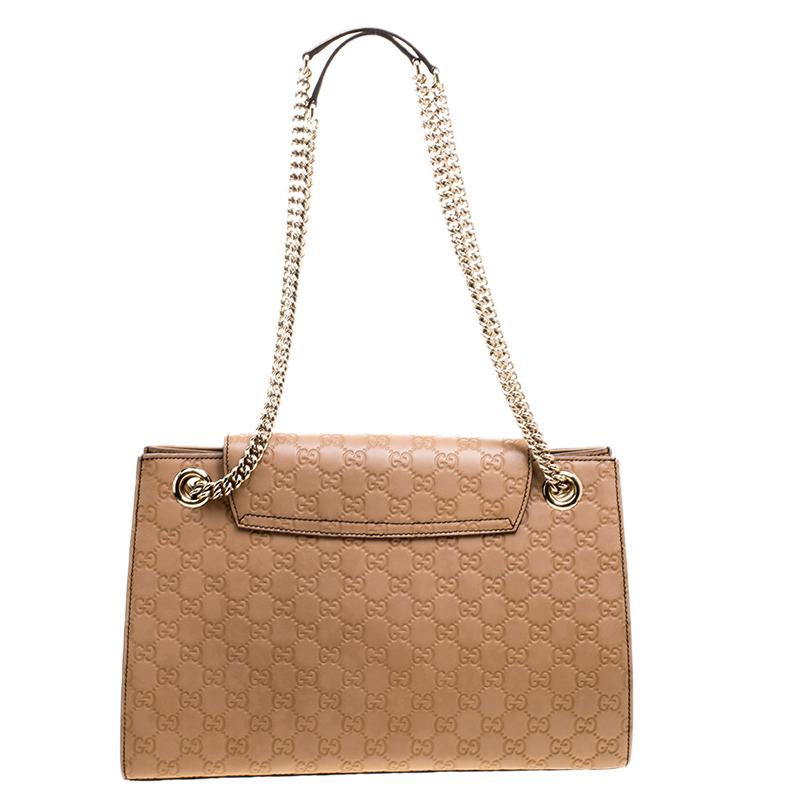 Women's Gucci Light Brown Guccissima Leather Large Emily Chain Shoulder Bag