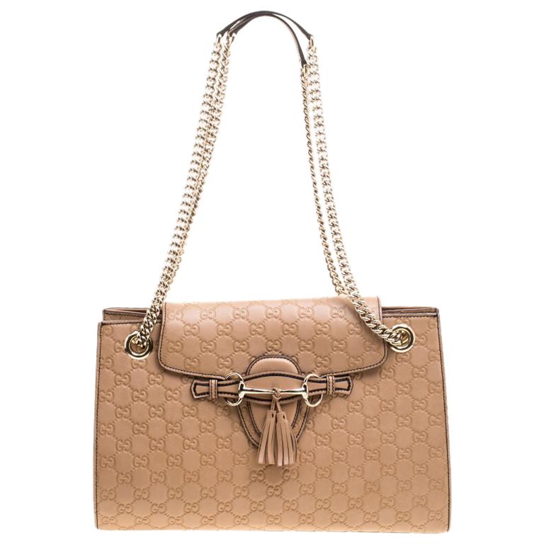 Gucci Light Brown Guccissima Leather Large Emily Chain Shoulder Bag