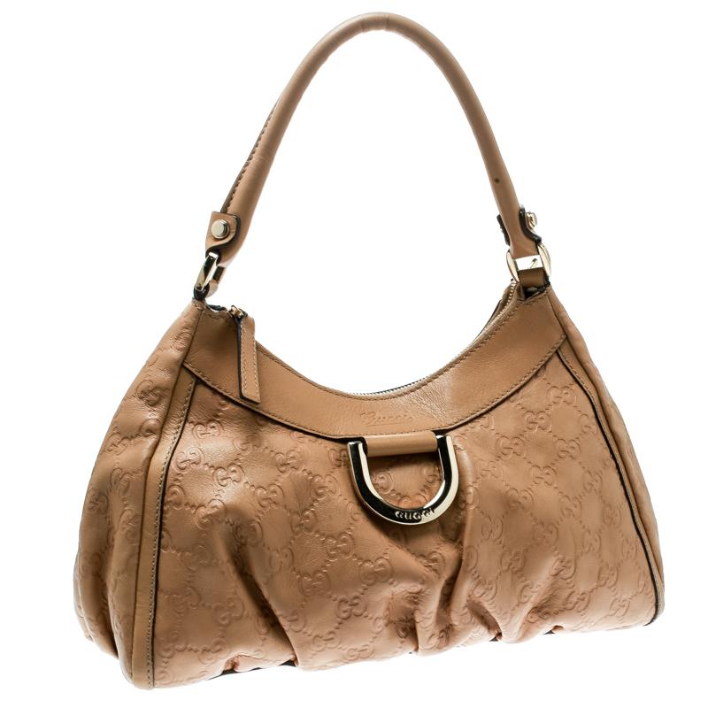 Gucci Light Brown Guccissima Leather Small D Ring Shoulder Bag In Good Condition In Dubai, Al Qouz 2