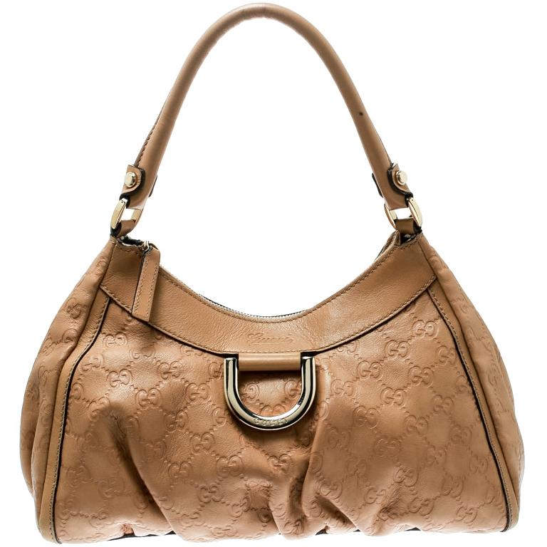 Gucci Light Brown Guccissima Leather Small D Ring Shoulder Bag