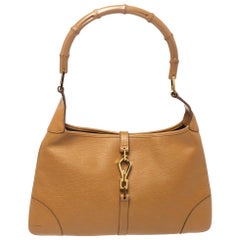 Gucci Jackie O Umhängetasche aus hellbraunem Leder