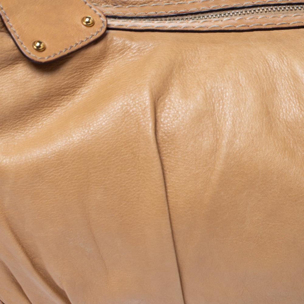 Women's Gucci Light Brown Leather Medium Jockey Hobo