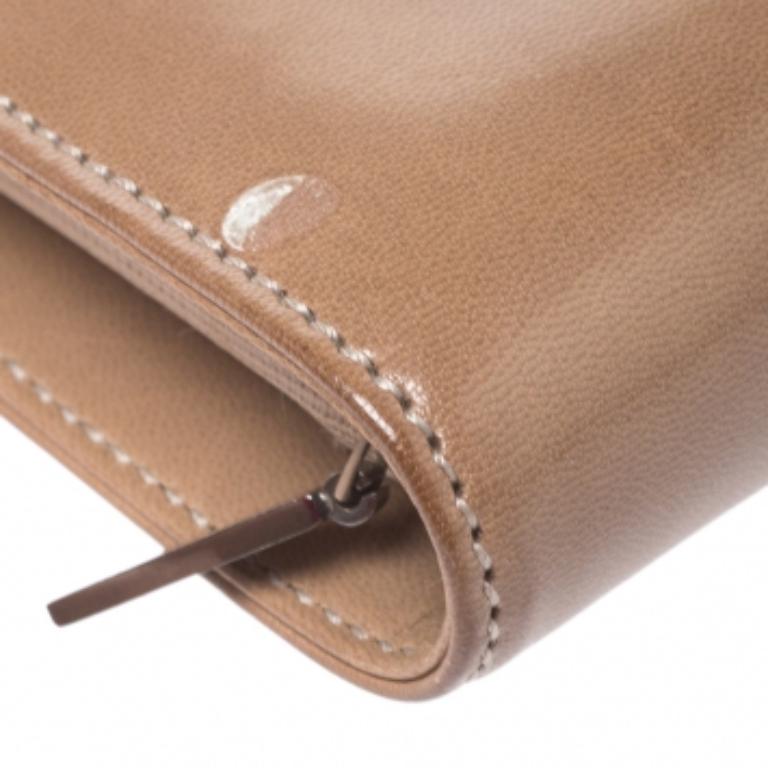 Gucci Light Brown Leather Wristlet Wallet en vente 4