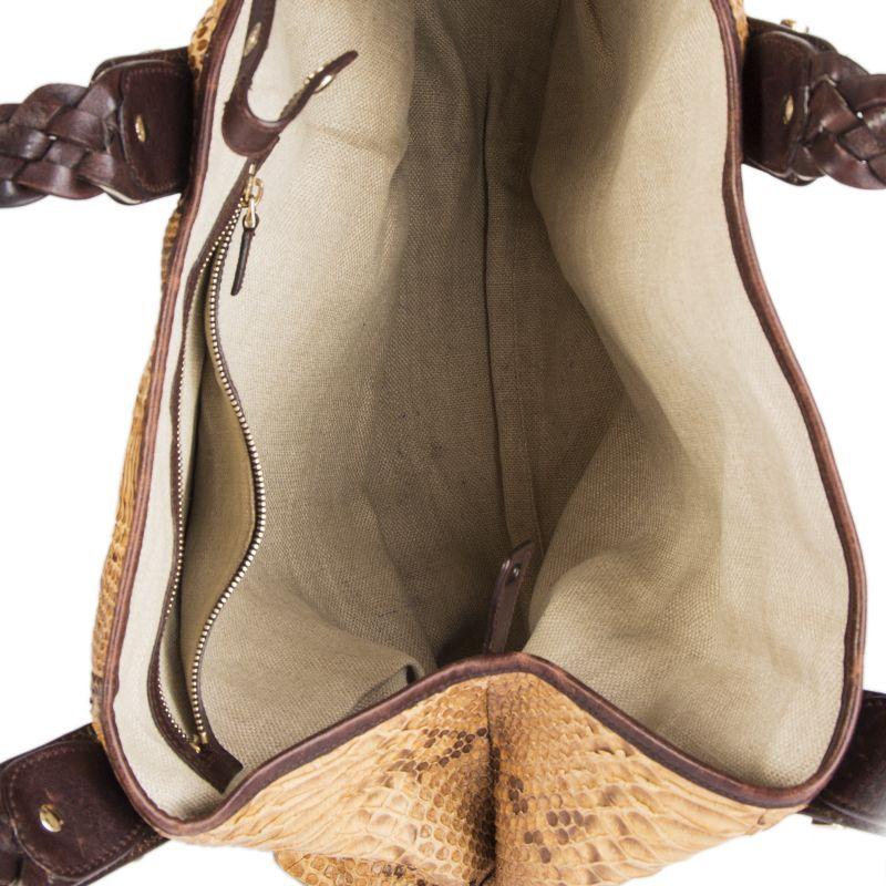 Women's GUCCI light brown PYTHON PELHAM Hobo Shoulder Bag