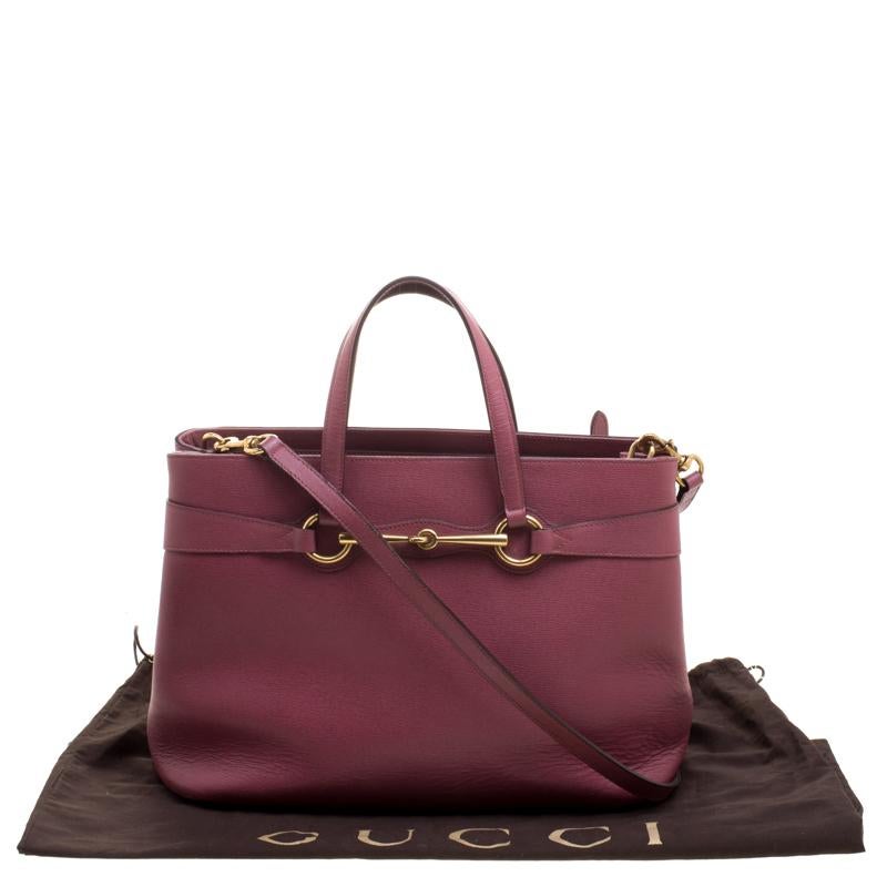 Gucci Light Burgundy Leather Bright Bit Jasmine Top Handle Bag 5