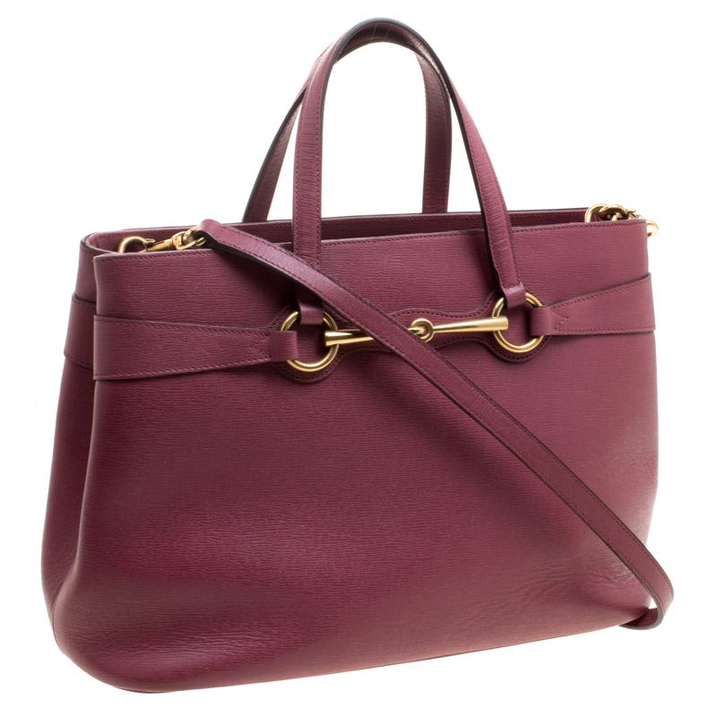 Brown Gucci Light Burgundy Leather Bright Bit Jasmine Top Handle Bag