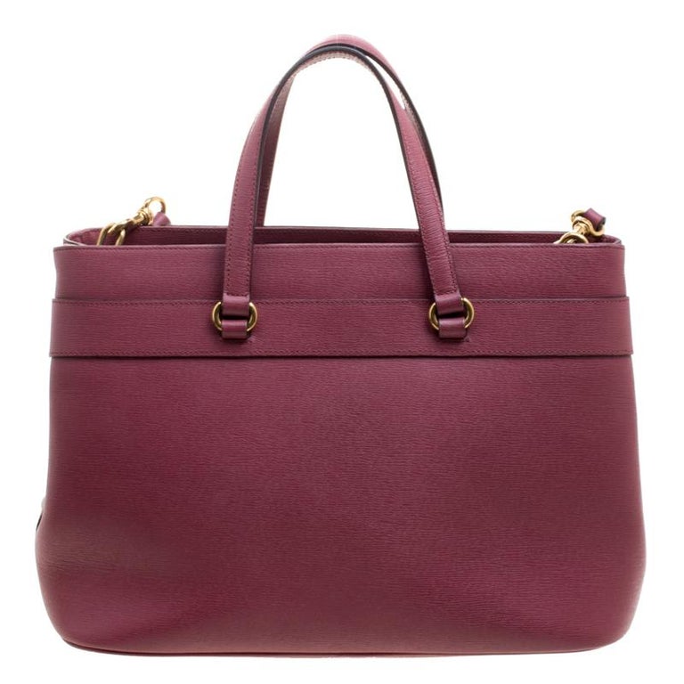 Gucci Light Burgundy Leather Bright Bit Jasmine Top Handle Bag For Sale ...