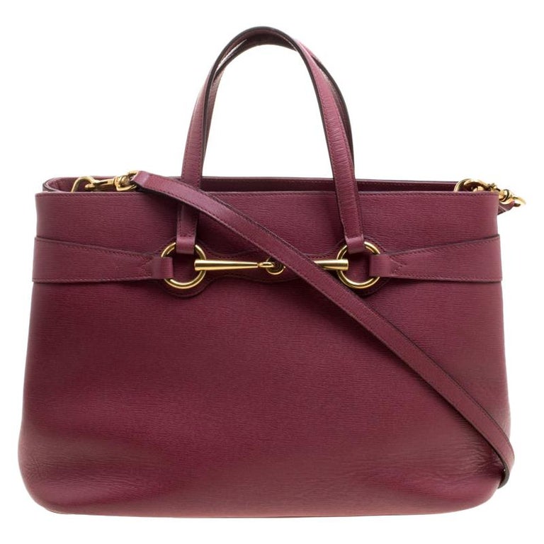 Gucci Light Burgundy Leather Bright Bit Jasmine Top Handle Bag For Sale ...