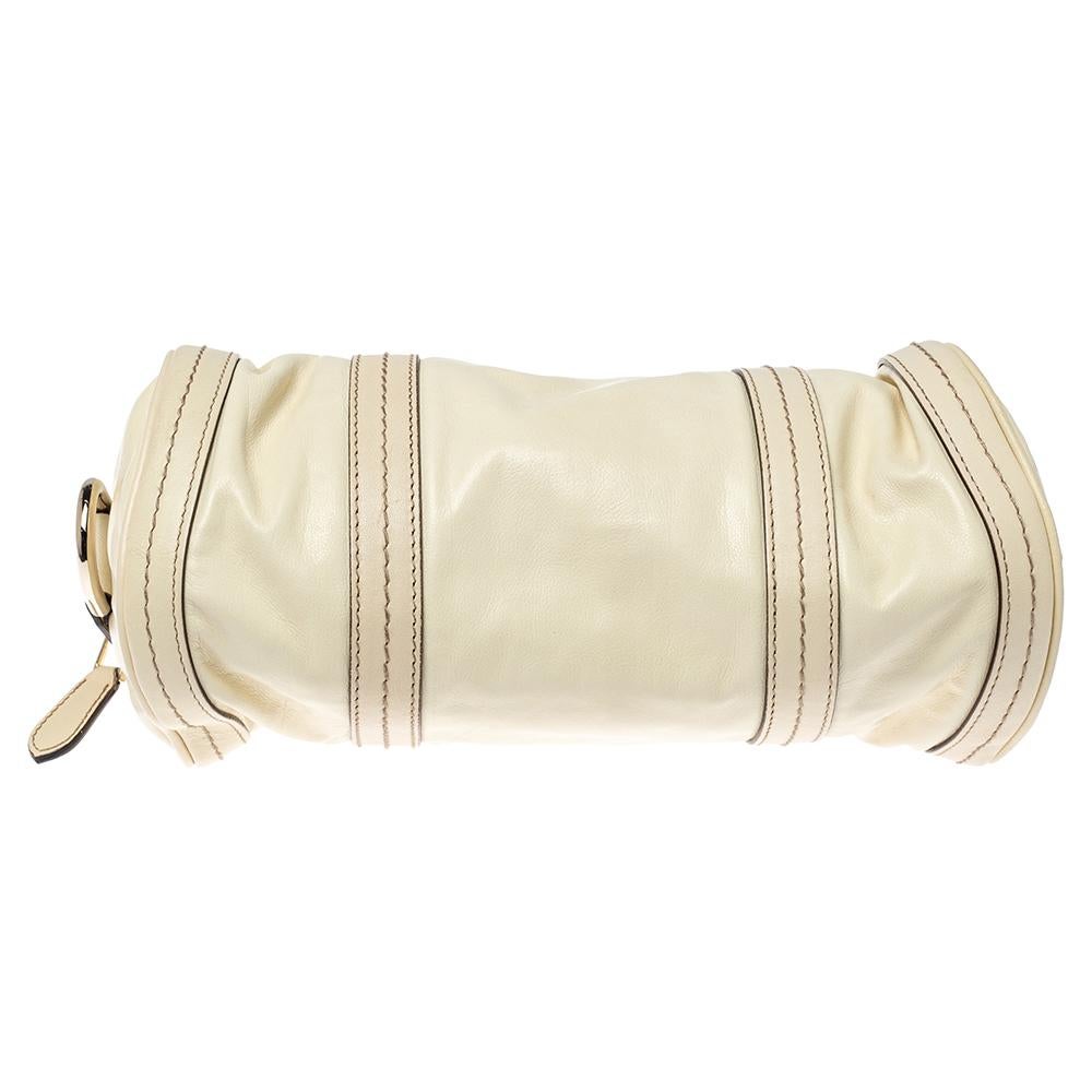 Gucci, kleine Duchessa Boston Tasche aus hell cremefarbenem Leder Damen