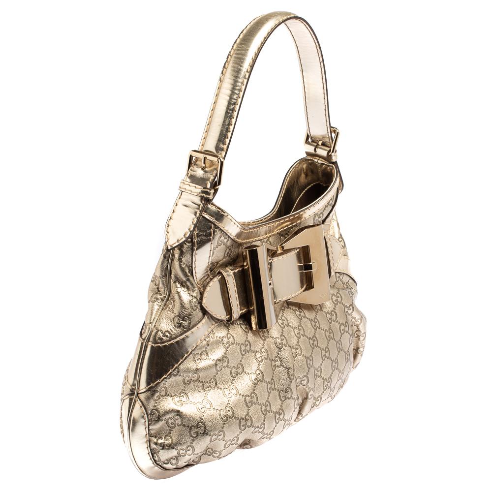Gucci Light Gold Guccissima Leather Medium Queen Hobo In Good Condition In Dubai, Al Qouz 2