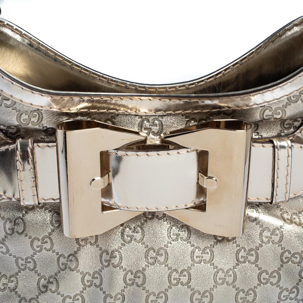 Gucci Light Gold Guccissima Leather Medium Queen Hobo 2