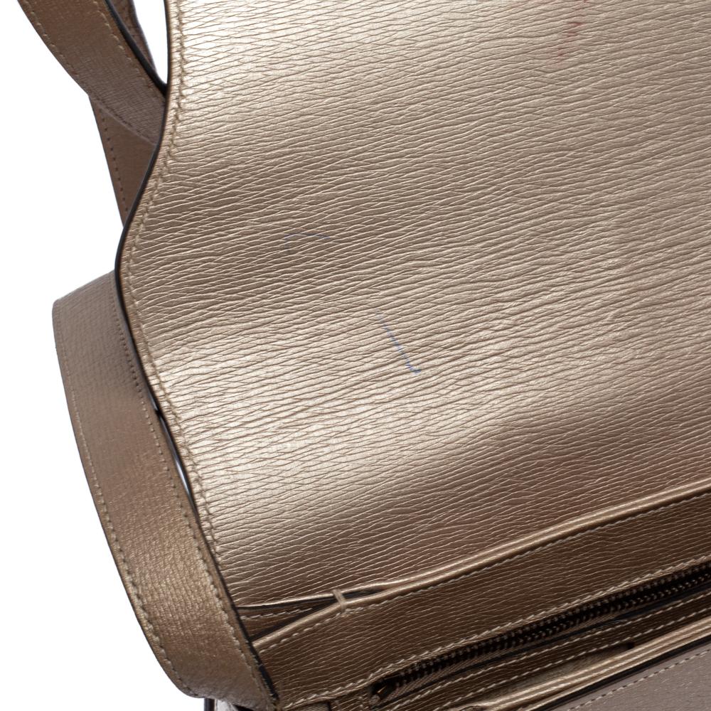 Gucci Light Gold Leather Bright Bit Flap Shoulder Bag 2