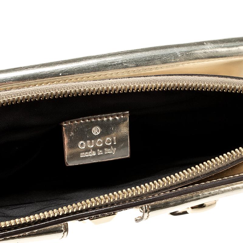 Gucci Light Gold Patent Leather Studded Evening Wristlet 3
