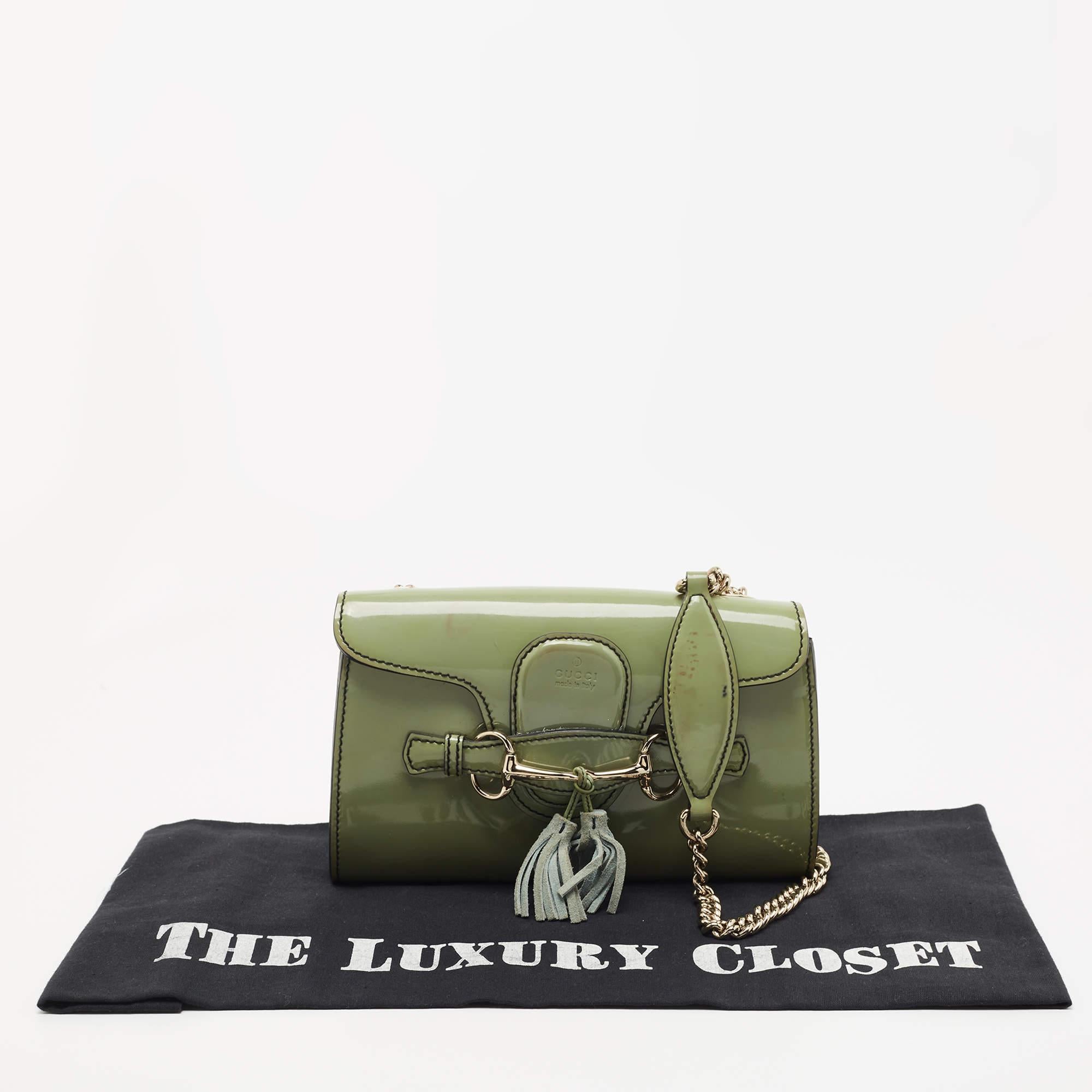 Gucci Light Green Patent Leather Emily Shoulder Bag 10
