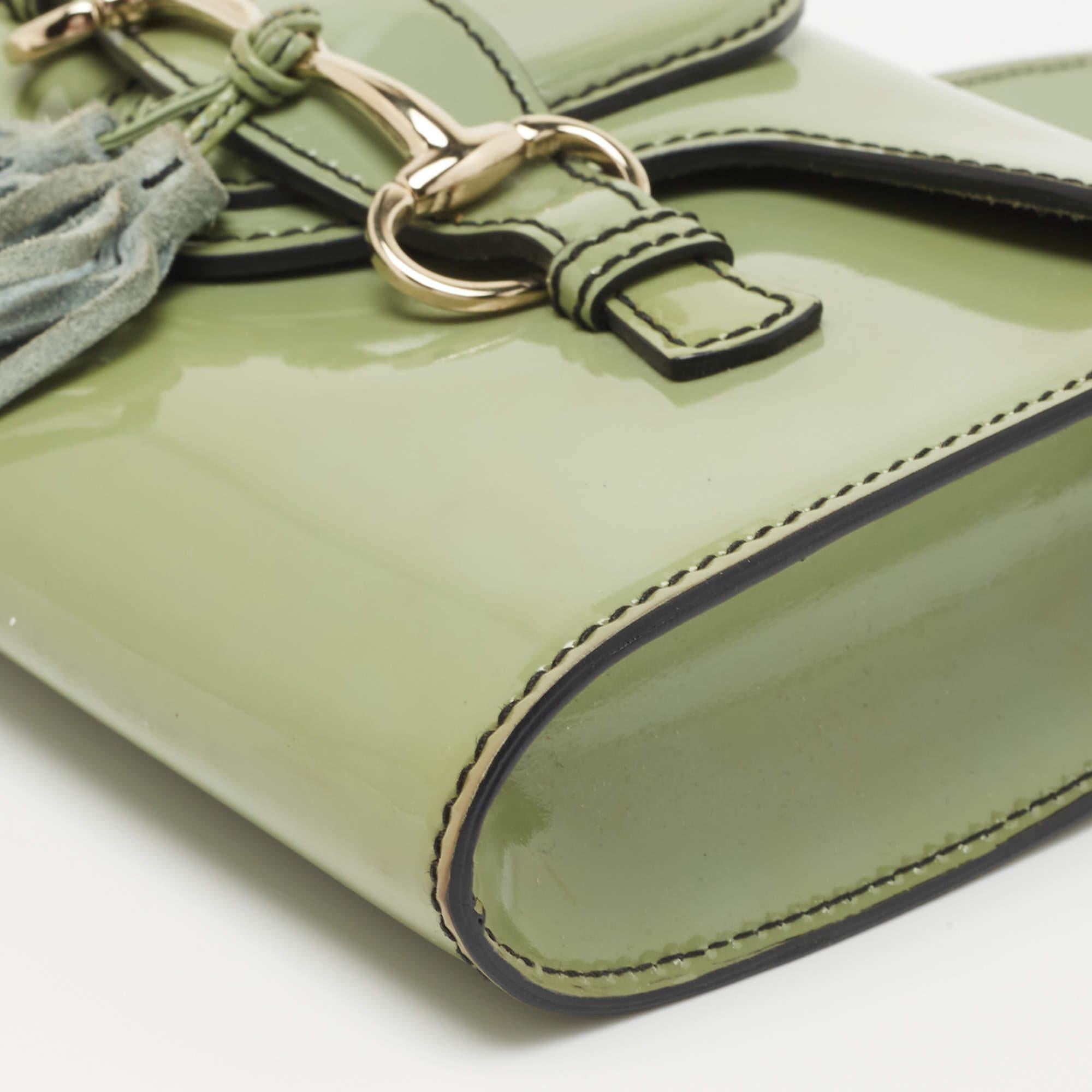 Gucci Light Green Patent Leather Emily Shoulder Bag 1