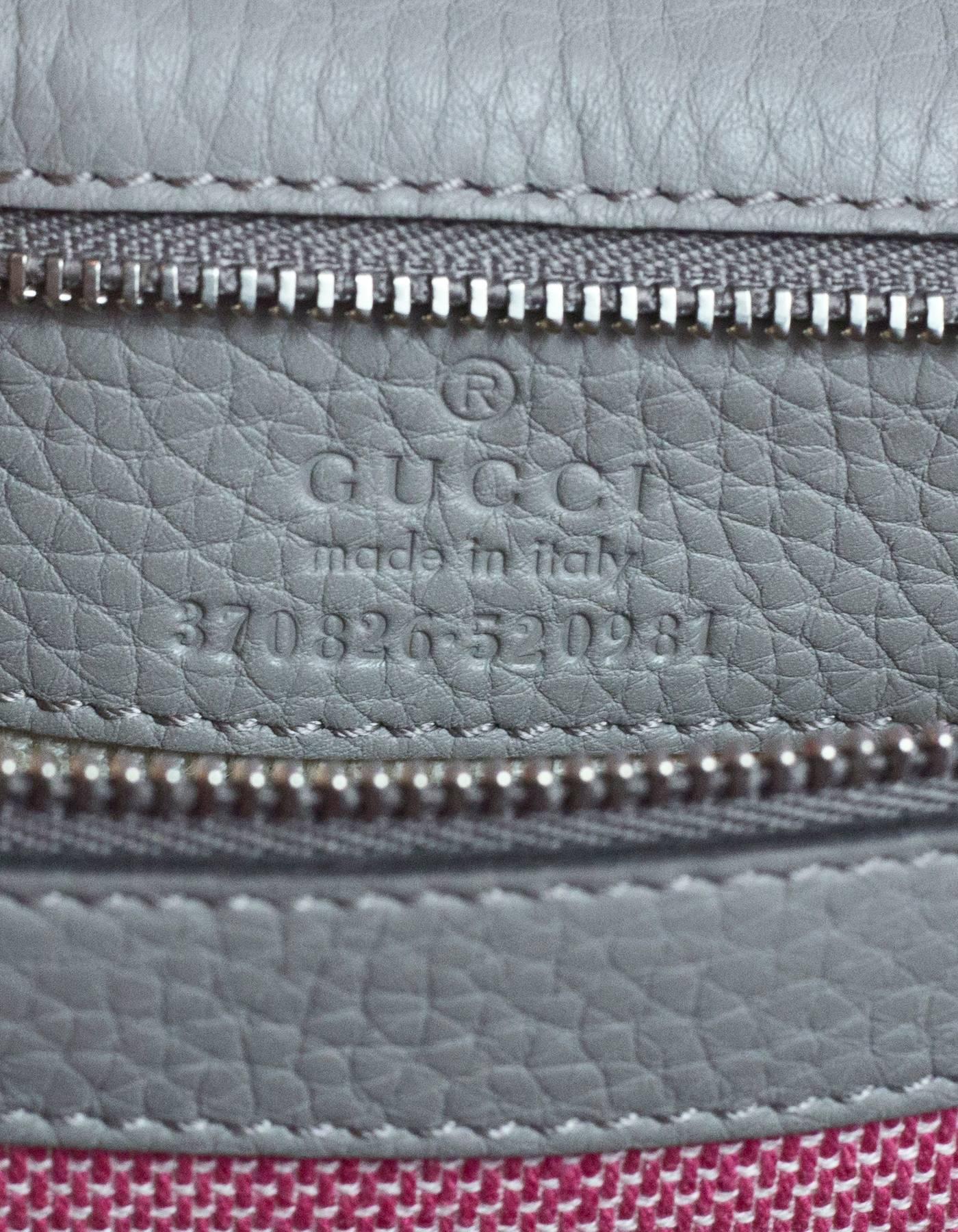 Gucci Light Grey Calfskin Medium Bamboo Daily Flap Bag 2