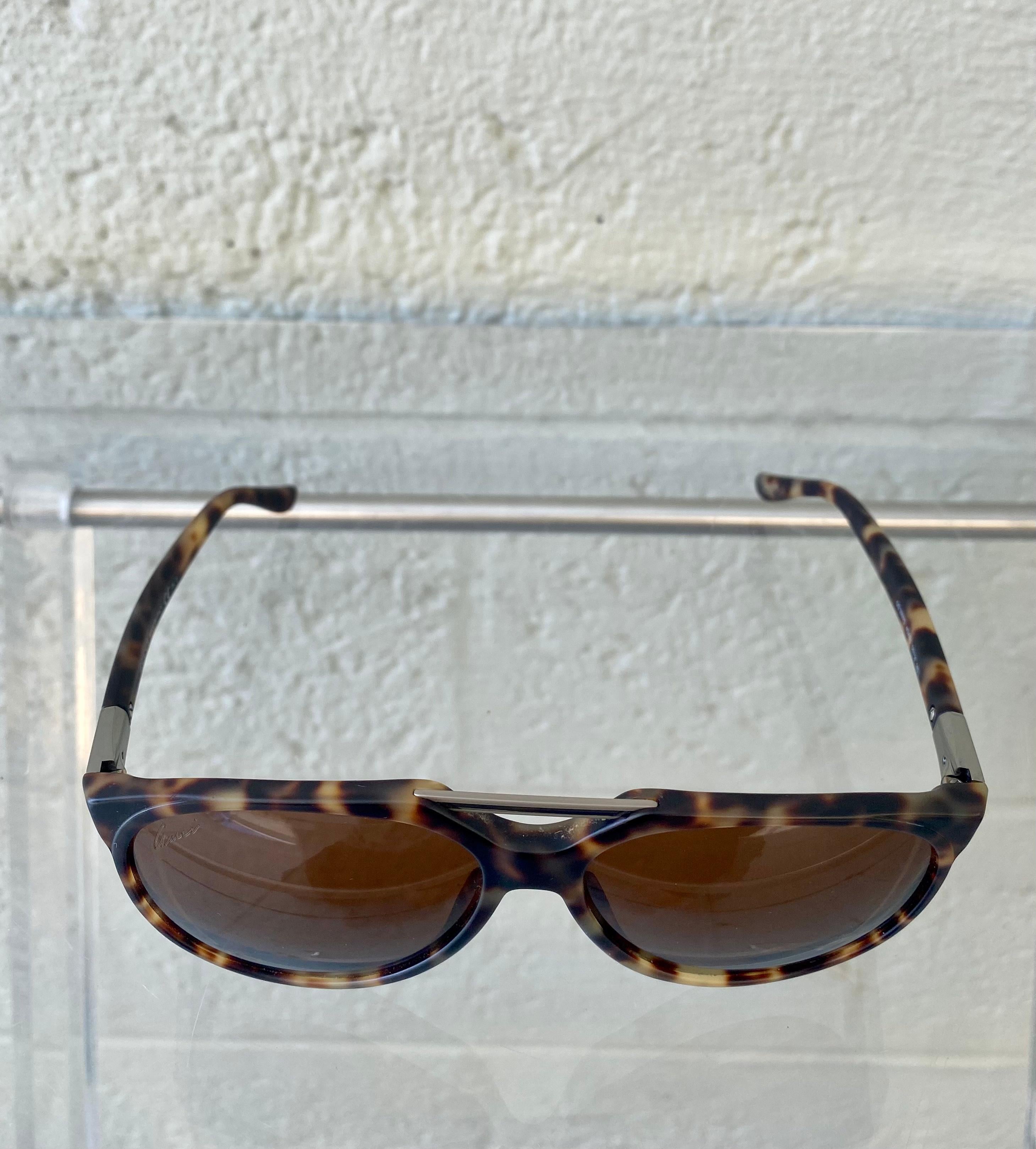 Black Gucci Light Havana Tortoise Sunglasses 