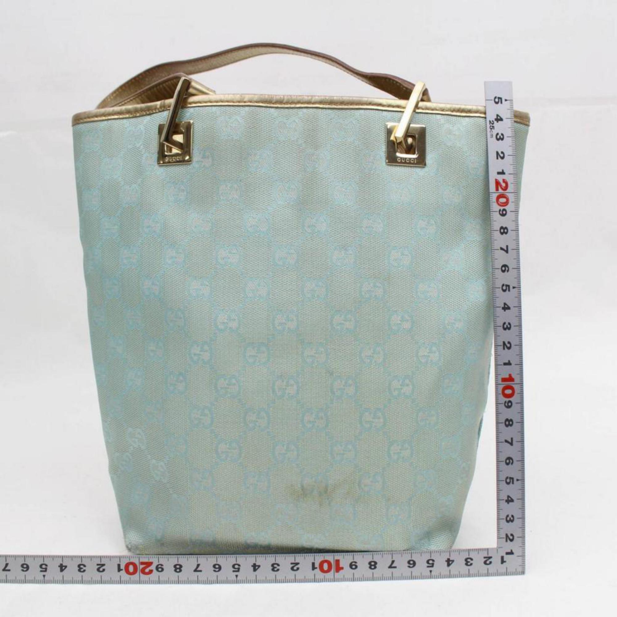Gucci Light Monogram Bucket Shopper 868700 Blue Canvas Tote For Sale 1