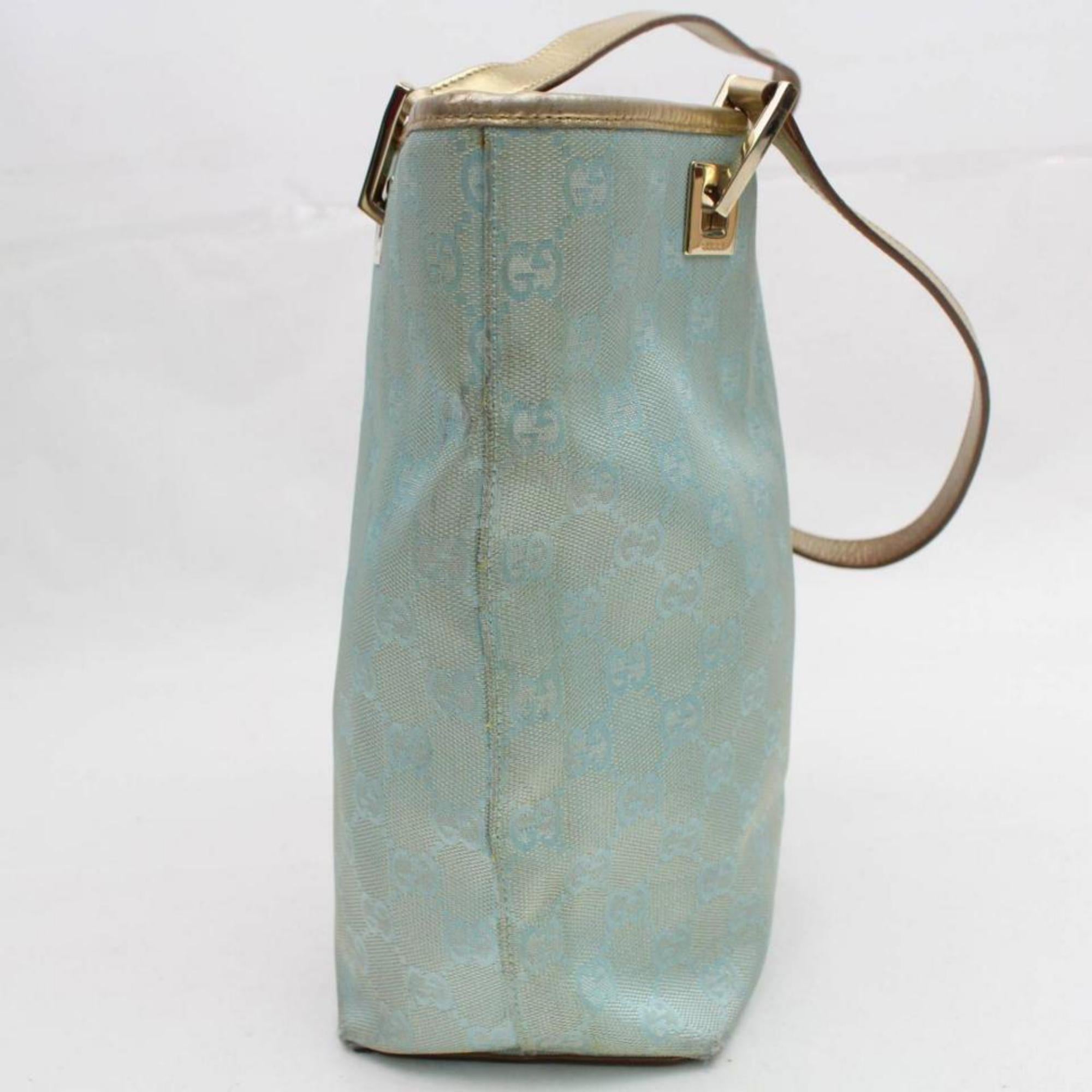 Gucci Light Monogram Bucket Shopper 868700 Blue Canvas Tote For Sale 3