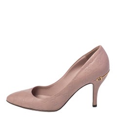 Gucci Light Pink Guccissima Leather Charlotte Horsebit Heel Pumps Size 39