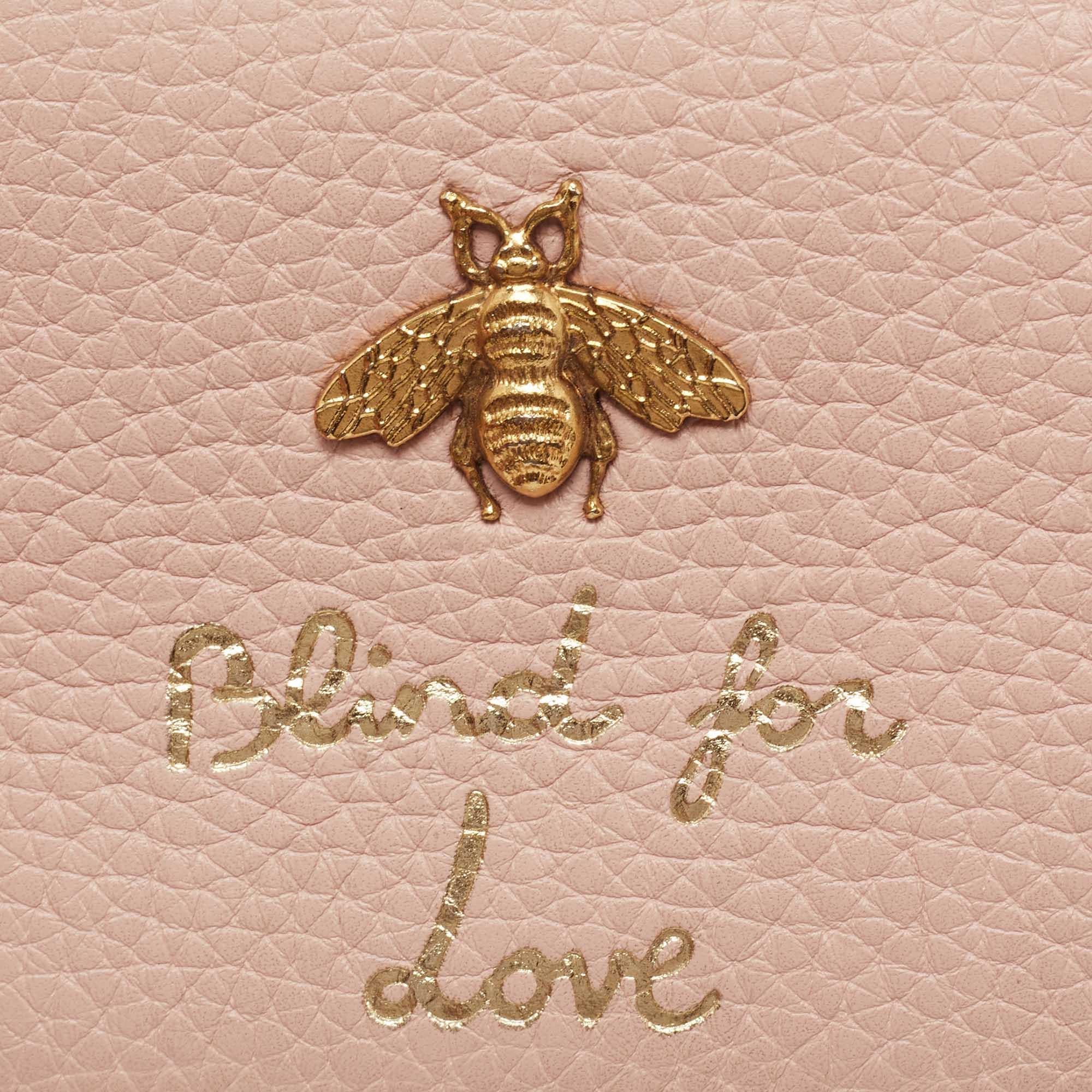 Women's Gucci Light Pink Leather Blind for Love Card Case