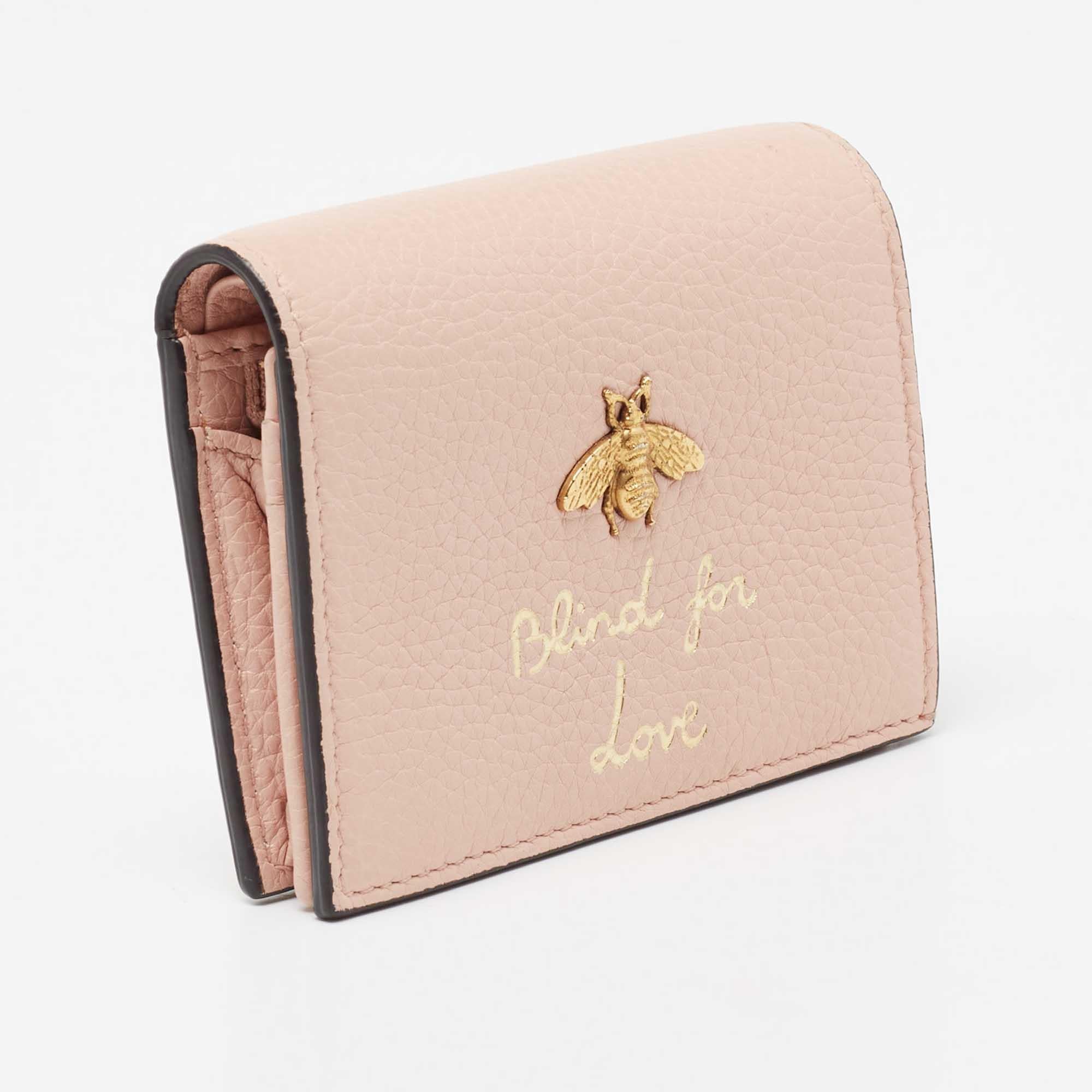 Gucci Light Pink Leather Blind for Love Card Case 1