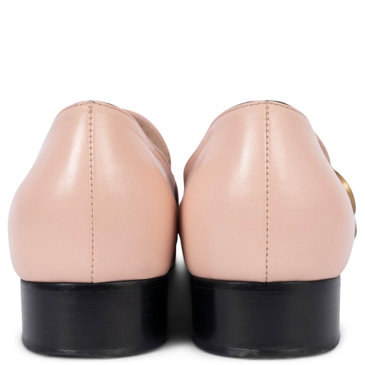 GUCCI light pink leather GG MARMONT Loafers Shoes 37.5 In Excellent Condition For Sale In Zürich, CH