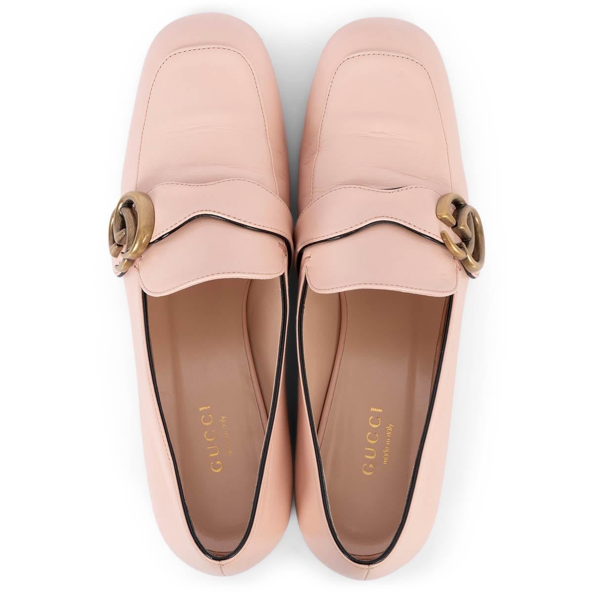 GUCCI light pink leather GG MARMONT Loafers Shoes 37.5 For Sale 1