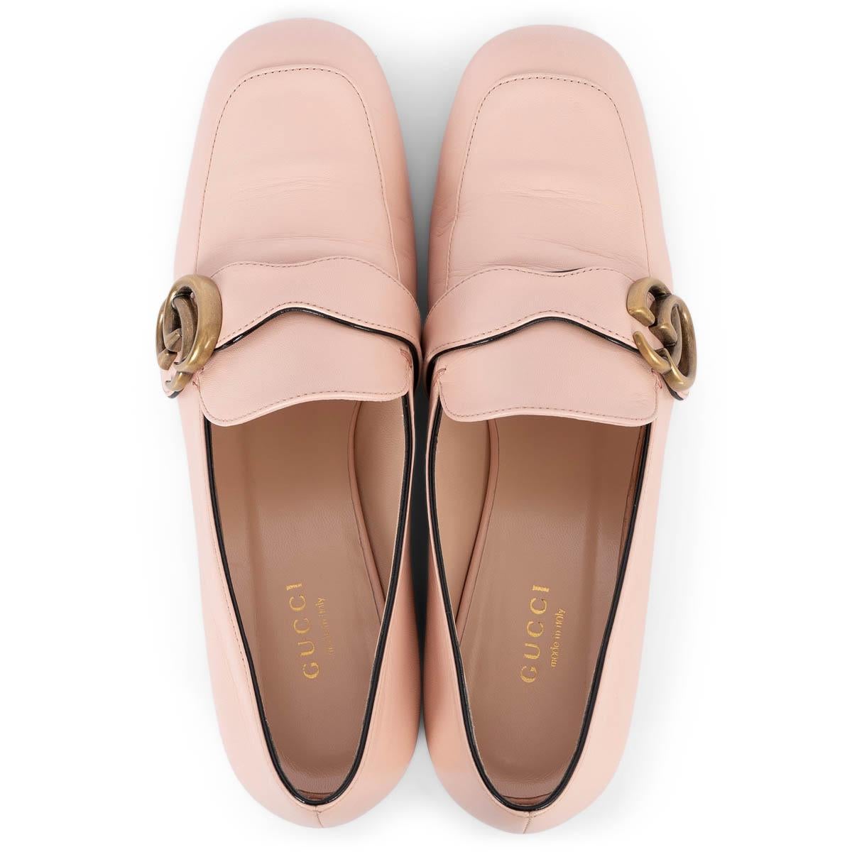 Women's GUCCI light pink leather GG MARMONT Loafers Shoes 37.5 For Sale