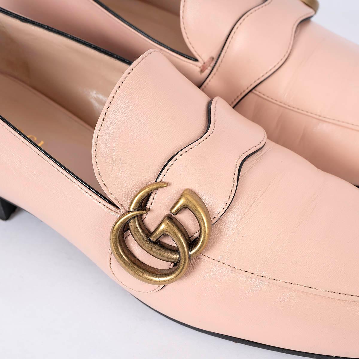 GUCCI light pink leather GG MARMONT Loafers Shoes 37.5 For Sale 2
