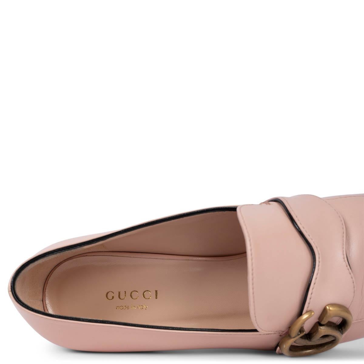 GUCCI light pink leather GG MARMONT Loafers Shoes 37.5 For Sale 3