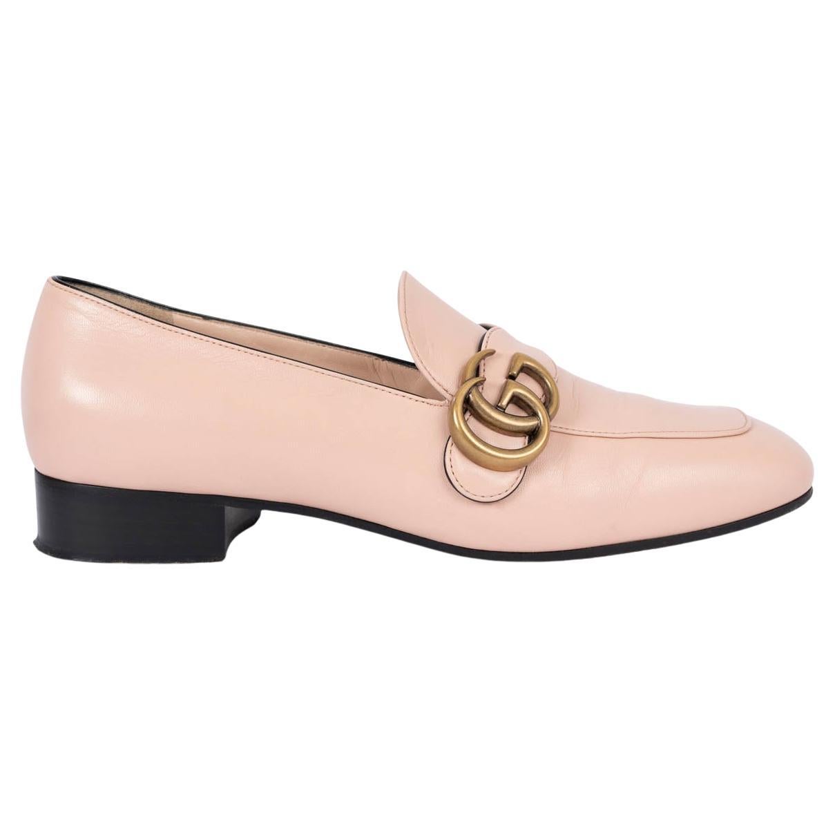 GUCCI light pink leather GG MARMONT Loafers Shoes 37.5 For Sale
