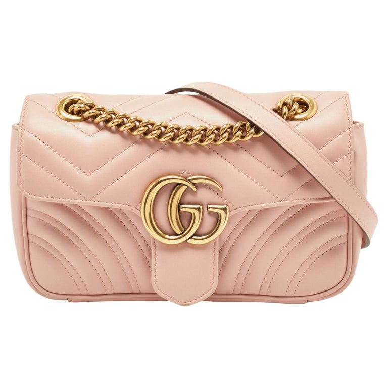 Gucci - Mini sac à bandoulière GG Marmont en cuir matelassé rose clair sur  1stDibs