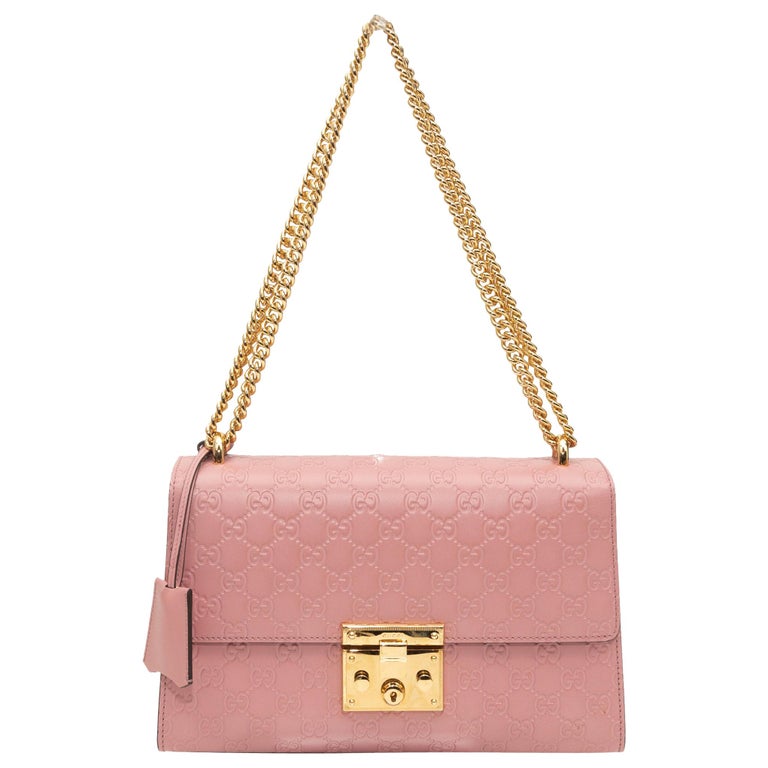 Gucci Light Pink Medium Guccissima Padlock Shoulder Bag For Sale at 1stDibs
