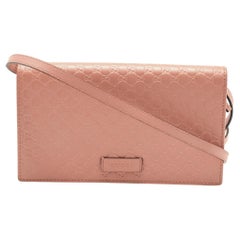 Gucci Light Pink Microguccissima Leather Flap Crossbody Bag