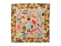 Gucci Light Pink & Multicolor Fish Print Silk Scarf