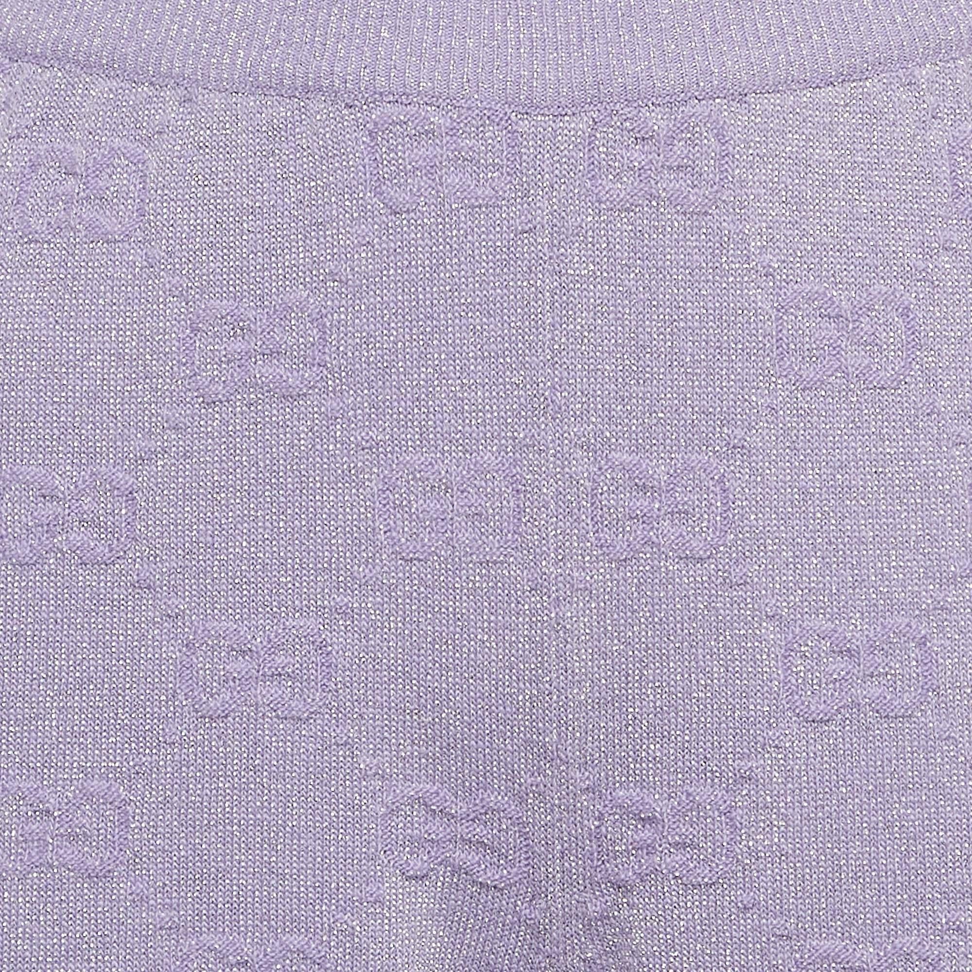 Grigio Gucci - Pantaloni in maglia lurex GG viola chiaro M. in vendita