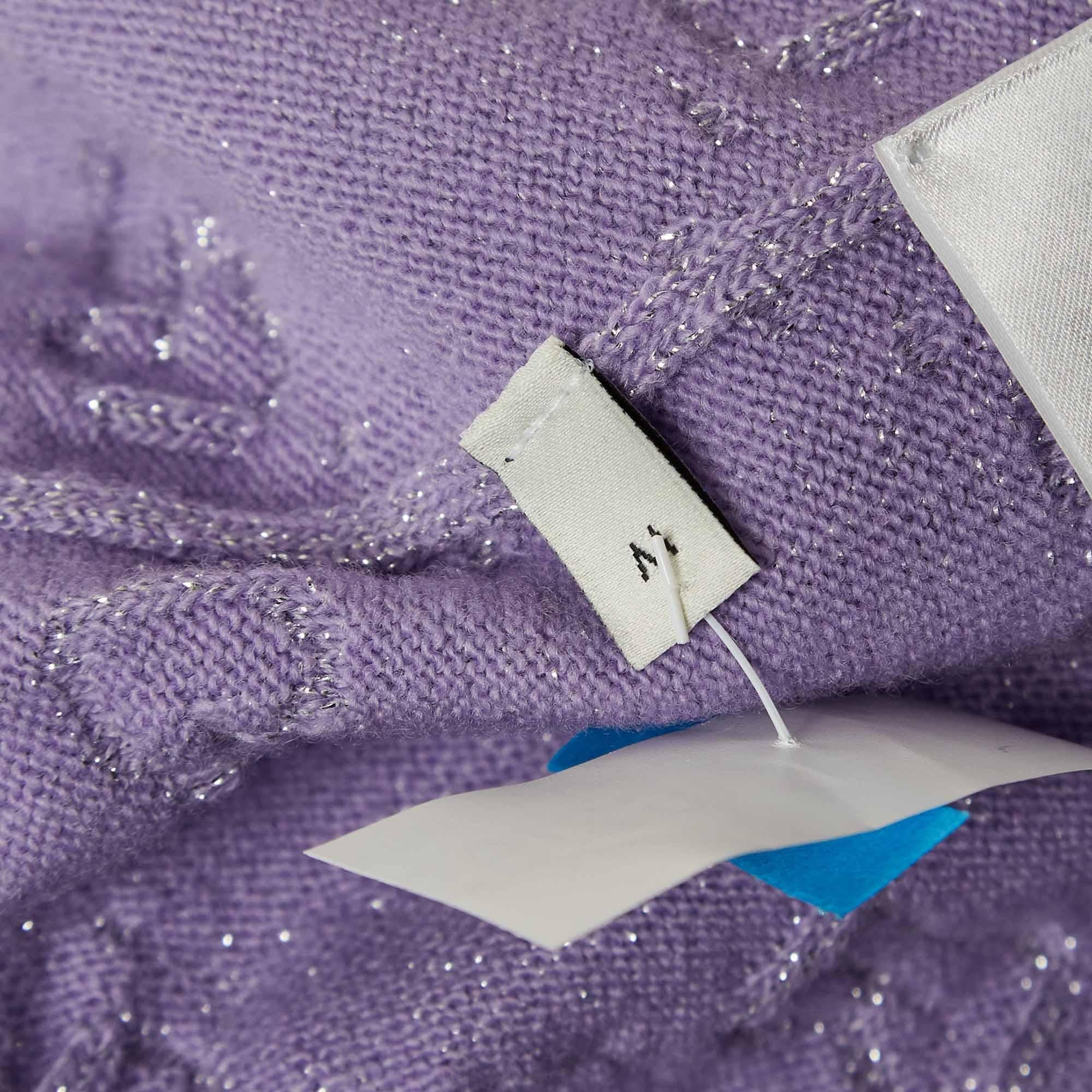 Donna Gucci - Pantaloni in maglia lurex GG viola chiaro M. in vendita