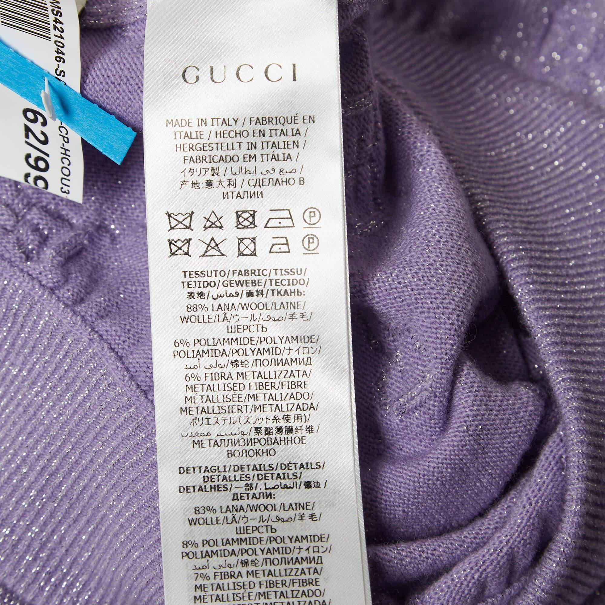 Gucci - Pantaloni in maglia lurex GG viola chiaro M. in vendita 2
