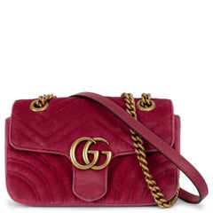 GUCCI Light Raspberry pink GG MARMONT SMALL VELVET Shoulder Bag