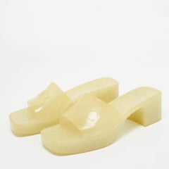 Gucci Light Yellow Rubber Logo Embossed Slide Sandals Size 37
